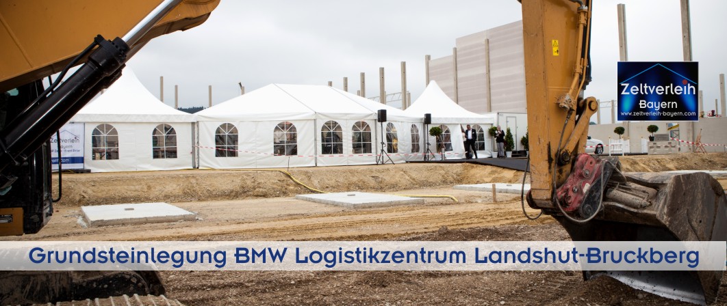 Eventagentur Niederbayern – Grundsteinlegung BMW Landshut Premium-Zeltlandschaft für das BMW Baustellenfest bei Landshut-Bruckberg mit Eventmöbeln – schlüsselfertig geplant und umgesetzt von Schätzl Ereignismanagement, Ihrer Eventagentur für Landshut.